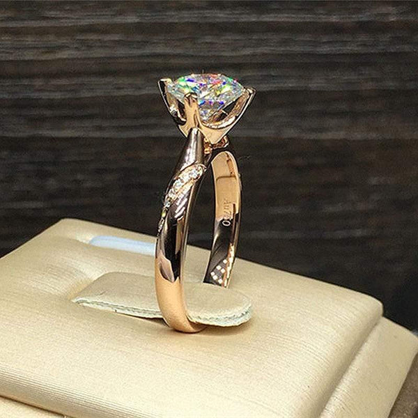 Planet Gates 18K Yellow Gold 1ct 6.5mm Round Brilliant Cut 6 Prong Moissanite Ring Lab Diamond Ring For Women Engagement Ring