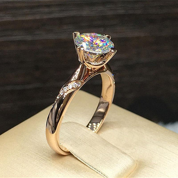 Planet Gates 18K Yellow Gold 1ct 6.5mm Round Brilliant Cut 6 Prong Moissanite Ring Lab Diamond Ring For Women Engagement Ring