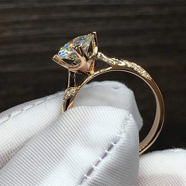 Planet Gates 18K Yellow Gold 1ct 6.5mm Round Brilliant Cut 6 Prong Moissanite Ring Lab Diamond Ring For Women Engagement Ring