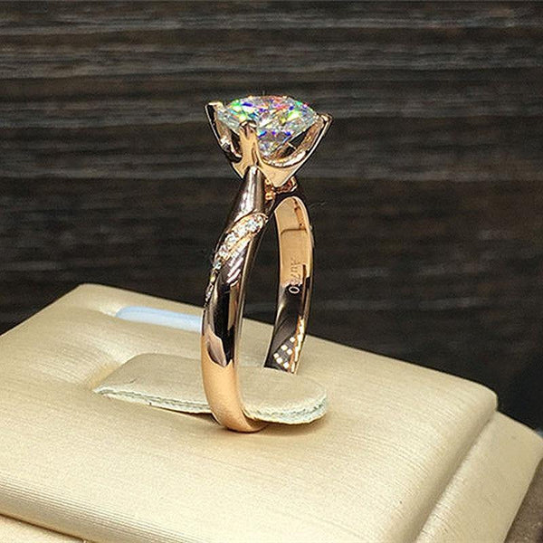 Planet Gates 18K Yellow Gold 1ct 6.5mm Round Brilliant Cut 6 Prong Moissanite Ring Lab Diamond Ring For Women Engagement Ring