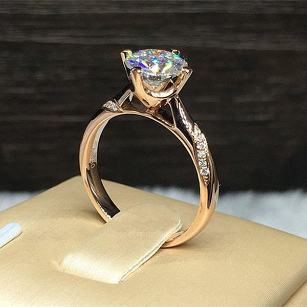 Planet Gates 18K Yellow Gold 1ct 6.5mm Round Brilliant Cut 6 Prong Moissanite Ring Lab Diamond Ring For Women Engagement Ring