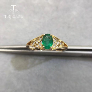 Planet Gates 18k yellow gold gemstone ring natural good color emerald oval 4.2*6mm fine jewelry for lady anniversary&daily wear best gift