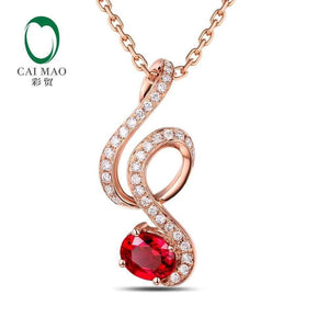 Planet Gates 18KT/750 Rose Gold 0.69ct Natural Red Ruby 0.15ct Round Cut Diamond Engagement Gemstone Pendant Jewelry