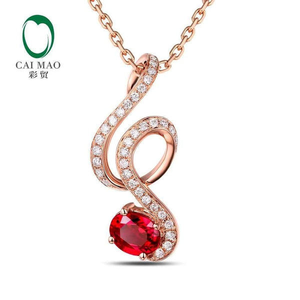 Planet Gates 18KT/750 Rose Gold 0.69ct Natural Red Ruby 0.15ct Round Cut Diamond Engagement Gemstone Pendant Jewelry