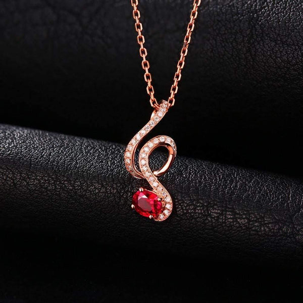 Planet Gates 18KT/750 Rose Gold 0.69ct Natural Red Ruby 0.15ct Round Cut Diamond Engagement Gemstone Pendant Jewelry