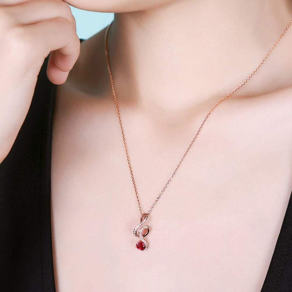 Planet Gates 18KT/750 Rose Gold 0.69ct Natural Red Ruby 0.15ct Round Cut Diamond Engagement Gemstone Pendant Jewelry