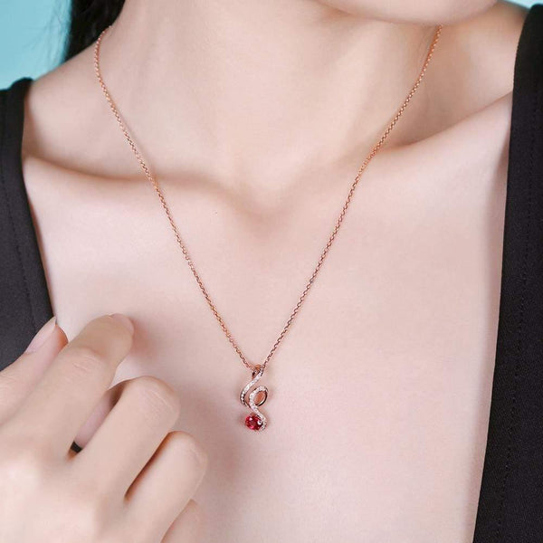 Planet Gates 18KT/750 Rose Gold 0.69ct Natural Red Ruby 0.15ct Round Cut Diamond Engagement Gemstone Pendant Jewelry