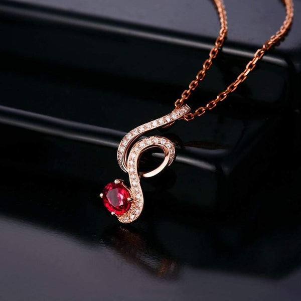 Planet Gates 18KT/750 Rose Gold 0.69ct Natural Red Ruby 0.15ct Round Cut Diamond Engagement Gemstone Pendant Jewelry