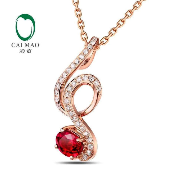 Planet Gates 18KT/750 Rose Gold 0.69ct Natural Red Ruby 0.15ct Round Cut Diamond Engagement Gemstone Pendant Jewelry