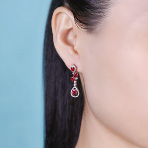 Planet Gates 18KT/750 White Gold 2.69ct Natural Red Ruby 0.39ct Round Cut Diamond Engagement Gemstone Earrings Jewelry