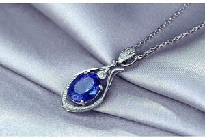 Planet Gates 18KT/750 White Gold 3.09 ct Natural IF Blue Tanzanite AAA  0.13 ct Full Cut Diamond Engagement Gemstone Pendant Jewelry