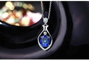 Planet Gates 18KT/750 White Gold 3.09 ct Natural IF Blue Tanzanite AAA  0.13 ct Full Cut Diamond Engagement Gemstone Pendant Jewelry