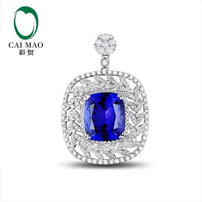 Planet Gates 18KT/750 White Gold 8.03 ct Natural IF Blue Tanzanite AAA  1.58 ct Full Cut Diamond Engagement Gemstone Pendant Jewelry