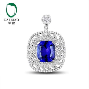 Planet Gates 18KT/750 White Gold 8.03 ct Natural IF Blue Tanzanite AAA  1.58 ct Full Cut Diamond Engagement Gemstone Pendant Jewelry