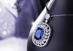 Planet Gates 18KT/750 White Gold 8.03 ct Natural IF Blue Tanzanite AAA  1.58 ct Full Cut Diamond Engagement Gemstone Pendant Jewelry