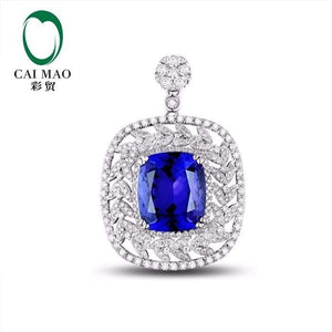 Planet Gates 18KT/750 White Gold 8.03 ct Natural IF Blue Tanzanite AAA  1.58 ct Full Cut Diamond Engagement Gemstone Pendant Jewelry