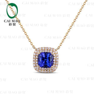 Planet Gates 18KT/750 Yellow Gold 2.51 ct Natural IF Blue Tanzanite AAA  0.35 ct Full Cut Diamond Engagement Gemstone Pendant Jewelry