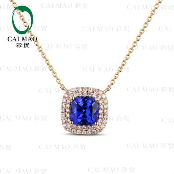 Planet Gates 18KT/750 Yellow Gold 2.51 ct Natural IF Blue Tanzanite AAA  0.35 ct Full Cut Diamond Engagement Gemstone Pendant Jewelry
