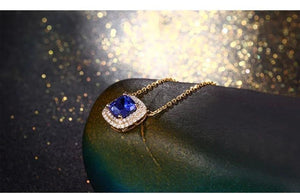 Planet Gates 18KT/750 Yellow Gold 2.51 ct Natural IF Blue Tanzanite AAA  0.35 ct Full Cut Diamond Engagement Gemstone Pendant Jewelry
