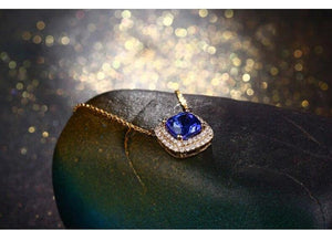 Planet Gates 18KT/750 Yellow Gold 2.51 ct Natural IF Blue Tanzanite AAA  0.35 ct Full Cut Diamond Engagement Gemstone Pendant Jewelry
