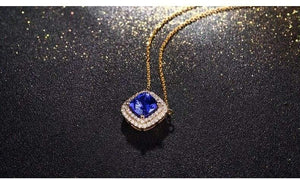 Planet Gates 18KT/750 Yellow Gold 2.51 ct Natural IF Blue Tanzanite AAA  0.35 ct Full Cut Diamond Engagement Gemstone Pendant Jewelry