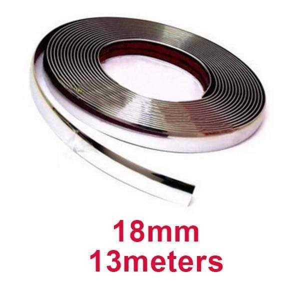 Planet Gates 18mm 13M Silver Car Chrome Styling Decoration Moulding Trim Strip Tape Auto DIY Protective Sticker 6mm 8mm 10mm 12mm 15mm 20mm 30mm