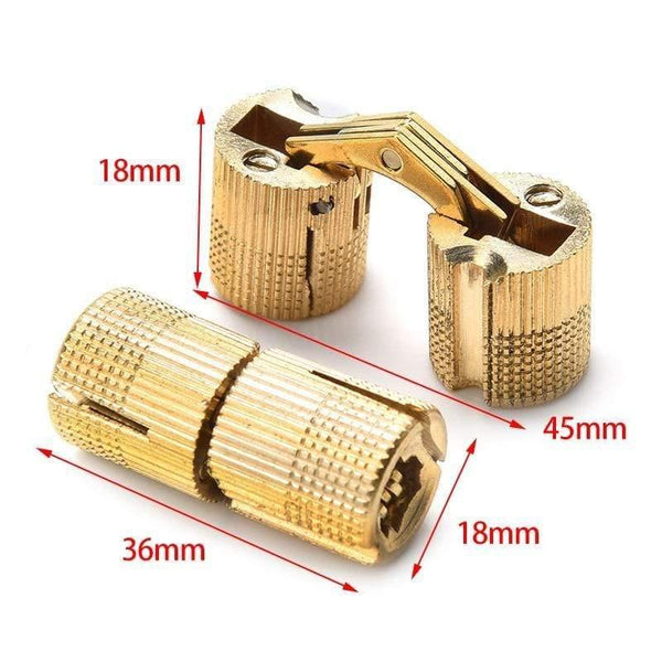 Planet Gates 18mm 4PCS NAIERDI Copper Brass Furniture Hinges 8-18mm Cylindrical Hidden Cabinet Concealed Invisible Door Box Hinges For Hardware