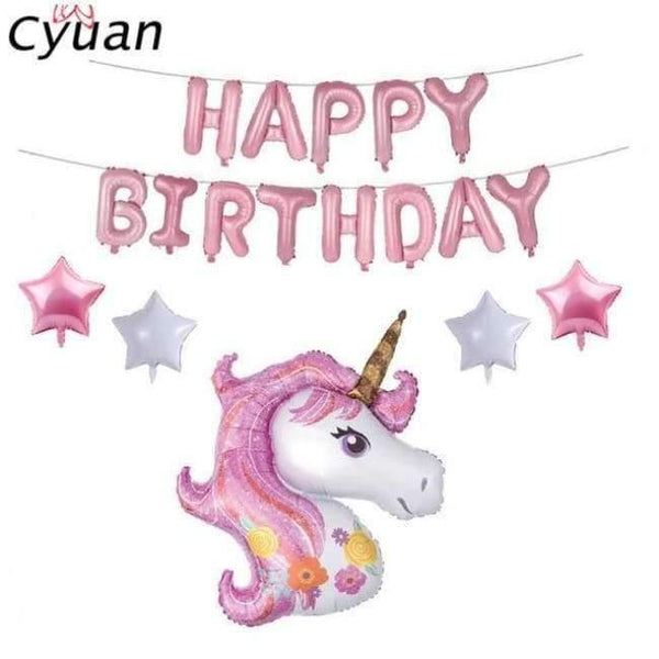 Planet Gates 18pcs foil balloons Unicorn Party Disposable Tableware Set Kids Birthday Party Paper Cup Plate Hat 1st First Birthday Party Decor Supplies