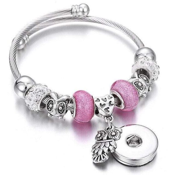 Planet Gates 19 Bracelets for 18mm Snaps Jewelry Elastic Silver Beaded Snap Bracelet Bangles Fit Snap Buttons Jewelry Charms Bracelet