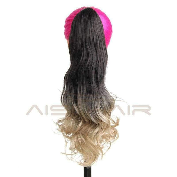 Planet Gates 19 inches Long Ponytail Clip in Pony tail Hair Extensions Claw on Hair piece Wavy Ombre Synthetic Fiber