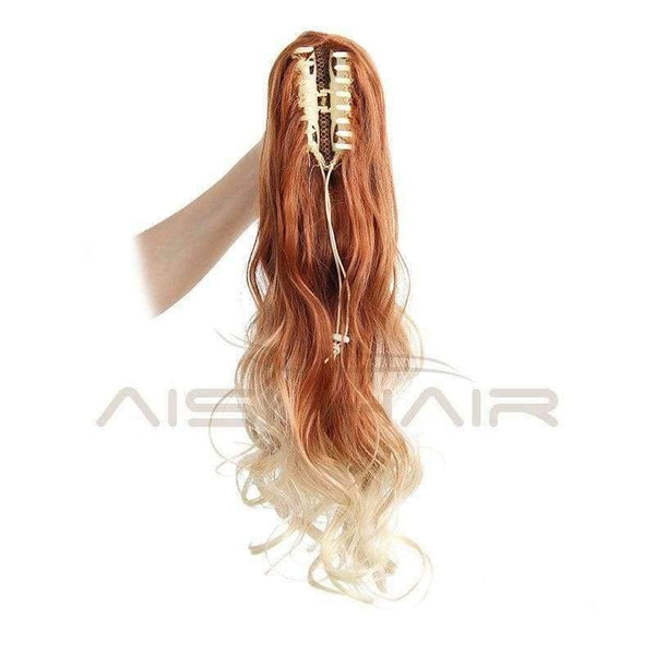 Planet Gates 19 inches Long Ponytail Clip in Pony tail Hair Extensions Claw on Hair piece Wavy Ombre Synthetic Fiber