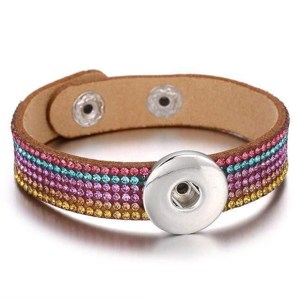 Planet Gates 19 Jewelry Rhinestone Leopard Leather 18mm Snap Button Bracelet Couple Punk Leather Bracelet Armband Snap Jewelry