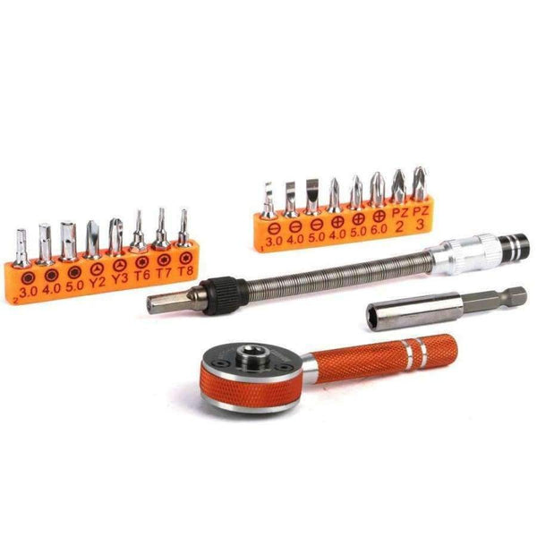 Planet Gates 19pcs Screwdriver Set Multi-functional Mini Ratchet Wrench Bit 1/4" Driver Socket Set Screwdriver Kit Repair Tool