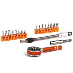 Planet Gates 19pcs Screwdriver Set Multi-functional Mini Ratchet Wrench Bit 1/4" Driver Socket Set Screwdriver Kit Repair Tool