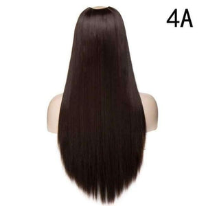 Planet Gates #1B / 26inch 26" Brazilian Straight U Part Wig  Hair Extension False Hair Long Natural Synthetic Hair for Women Middle Openning