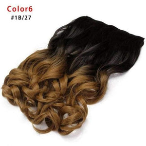 Planet Gates 1B#/27# / 24inches 24'' Clip in Hair Extensions Natural One Pieces 5Clips Heat Resistant Synthetic Hair Wavy Ombre Hairpiece Women Wigs