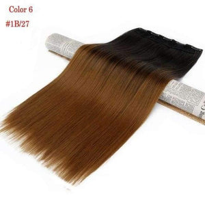 Planet Gates 1B#/27# / 24inches Synthetic Straight Hair Clip in Hair Extension One Piece Ombre Color 24" 60cm 5Clips Hairpiece Gradient Hair Wigs