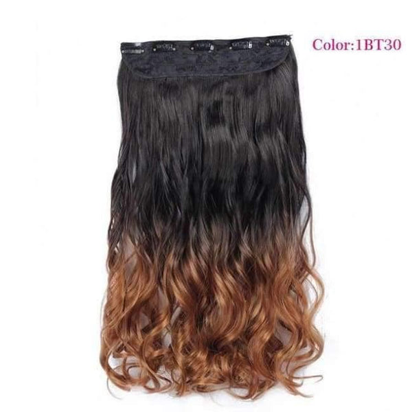Planet Gates 1B/27HL / 22inches Synthetic Heat Resistant 22" Ombre Wigs Chocolate Brown to Blonde Women Wavy Hair One Piece Clip in Hair Extensions