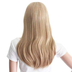 Planet Gates 1B/30HL / 22inches / China Long Straight Blond Dark Brown Natural Half Wig For Women Heat Resistant Synthetic Clip In Hair Extensions Fake Hair MapofBeauty