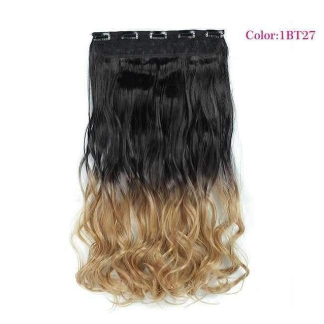 Planet Gates 4/27HL / 22inches Synthetic Heat Resistant 22" Ombre Wigs Chocolate Brown to Blonde Women Wavy Hair One Piece Clip in Hair Extensions