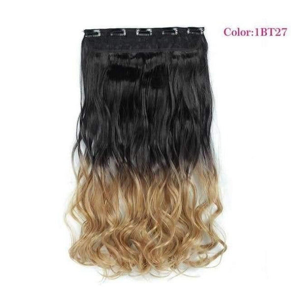 Planet Gates 1B/30HL / 22inches Synthetic Heat Resistant 22" Ombre Wigs Chocolate Brown to Blonde Women Wavy Hair One Piece Clip in Hair Extensions