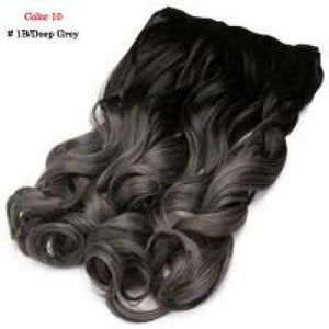 Planet Gates 1B/Deep Grey / 24inches 24'' Clip in Hair Extensions Natural One Pieces 5Clips Heat Resistant Synthetic Hair Wavy Ombre Hairpiece Women Wigs