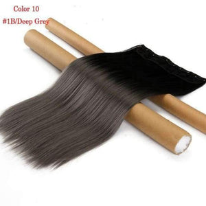 Planet Gates 1B/Deep Grey / 24inches Synthetic Straight Hair Clip in Hair Extension One Piece Ombre Color 24" 60cm 5Clips Hairpiece Gradient Hair Wigs