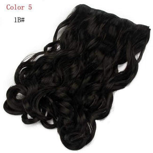 Planet Gates 1BJ# / 24inches 24'' Clip in Hair Extensions Natural One Pieces 5Clips Heat Resistant Synthetic Hair Wavy Ombre Hairpiece Women Wigs