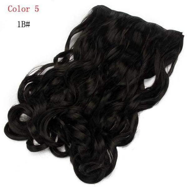 Planet Gates 1BJ# / 24inches 24'' Clip in Hair Extensions Natural One Pieces 5Clips Heat Resistant Synthetic Hair Wavy Ombre Hairpiece Women Wigs