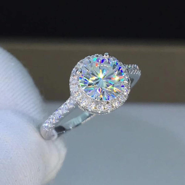 Planet Gates 1ct Carat Moissanite Classic Wedding Rings Women 925 Sterling Silver Platinum Plated Female Rings