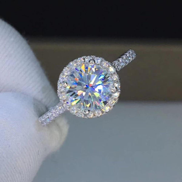 Planet Gates 1ct Carat Moissanite Classic Wedding Rings Women 925 Sterling Silver Platinum Plated Female Rings