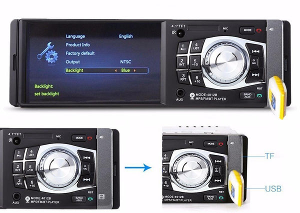 Planet Gates 1Din Car Radio 4.1Inch Bluetooth 1 Din Auto Audio Stereo Player FM Autoradio Support File Navigation Rear Camera Function