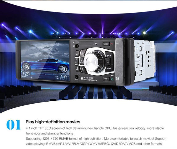 Planet Gates 1Din Car Radio 4.1Inch Bluetooth 1 Din Auto Audio Stereo Player FM Autoradio Support File Navigation Rear Camera Function