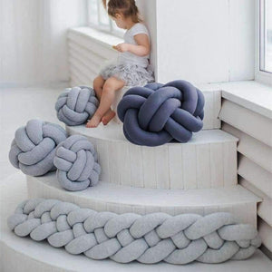 Planet Gates 1M/2M/3M Baby Braided Crib Bumpers Knot Pillow Cushion, Four Tied Newborn Nursery bedding,Cot Room Dector